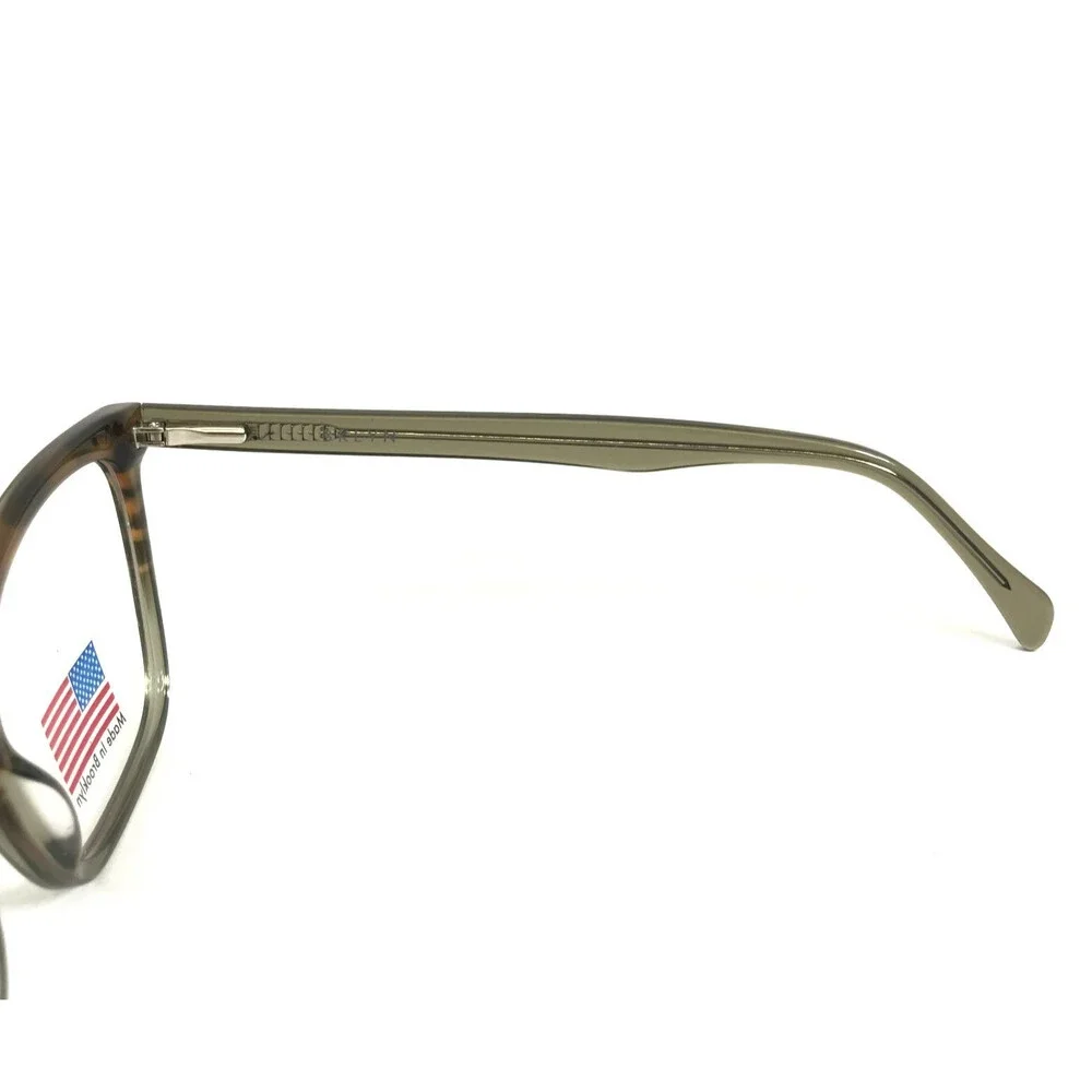 BKLYN Eyeglasses Frames CROWN GRNTG Green Brown Striped Cat Eye 55-18-145